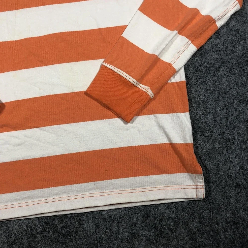 Vintage Polo Ralph Lauren Rugby Shirt Mens M Orange White Stripe Long Sleeve